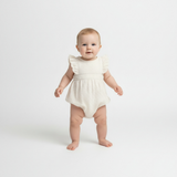 Organic Eyelet Flutter Romper- Ivory Eyelet - Aaria Tees Aaria Tees