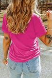 Rose Red Sequin Easter Egg Graphic Casual T Shirt Aaria Tees