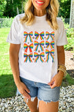 White Pride Bow Starry Print Cotton Blend T Shirt Aaria Tees
