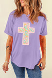 Wisteria Easter Floral Cross Christian Casual Tee - Aaria Tees Aaria Tees