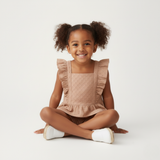 Organic Eyelet Flutter Top And Shorts Set - Clay Eyelet - Aaria Tees Aaria Tees