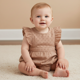 Organic Eyelet Flutter Romper - Clay Eyelet - Aaria Tees Aaria Tees