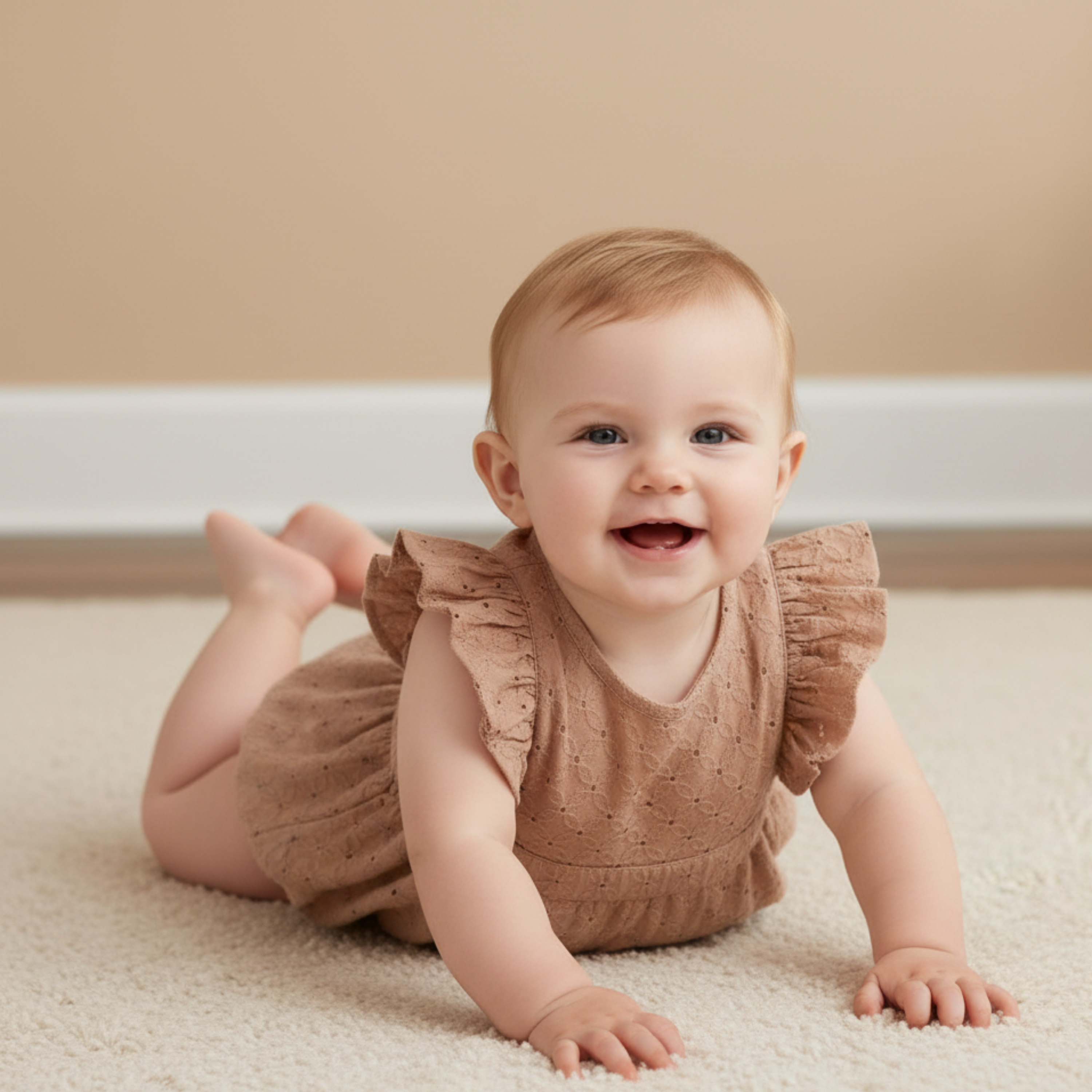 Organic Eyelet Flutter Romper - Clay Eyelet - Aaria Tees Aaria Tees