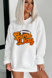 White Chenille Game Day Rugby Football Pattern Pullover Sweatshirt - Aaria Tees Aaria Tees