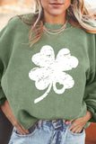 Grass Green Distressed Clover Print St Patricks Corded Sweatshirt - Aaria Tees Aaria Tees