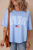 Myosotis 1776 American Flag Print Oversized Tee Aaria Tees