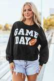 Black GAME DAY Graphic Varsity Pullover Sweatshirt - Aaria Tees Aaria Tees