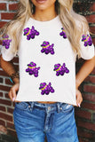 White Sequin Balloon Puppy Graphic Mardi Gras Tee Aaria Tees