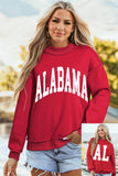 Racing Red ALABAMA/ AL Double Side Printed High Neck Reversible Baggy Sweatshirt - Aaria Tees Aaria Tees