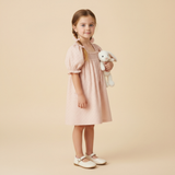 Organic Eyelet Bubble Sleeve Dress - Blush Eyelet - Aaria Tees Aaria Tees
