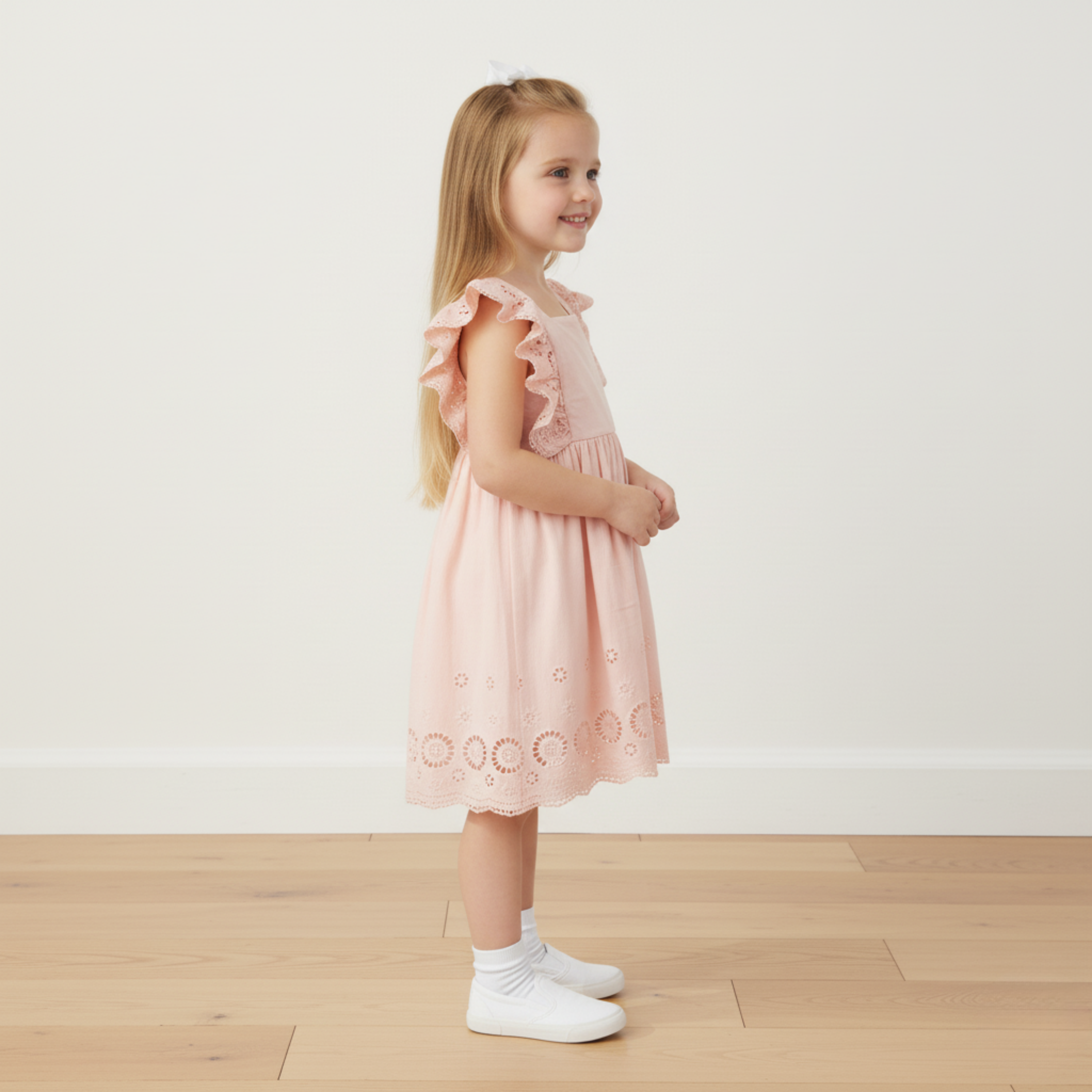 Organic Eyelet Flutter Dress - Blush Eyelet - Aaria Tees Aaria Tees