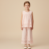Organic Eyelet Top And Pant Set - Blush Eyelet - Aaria Tees Aaria Tees