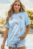 Light Blue Patriotic Sequin Popsicle T Shirt - Aaria Tees Aaria Tees