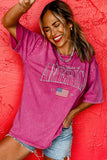 Rose Red AMERICA 1776 Graphic Mineral Wash Cotton Tee - Aaria Tees Aaria Tees