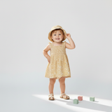 Organic Smocked Sundress - Yellow Blossom - Aaria Tees Aaria Tees