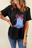 Boot Graphic Round Neck Short Sleeve T-Shirt Aaria Tees