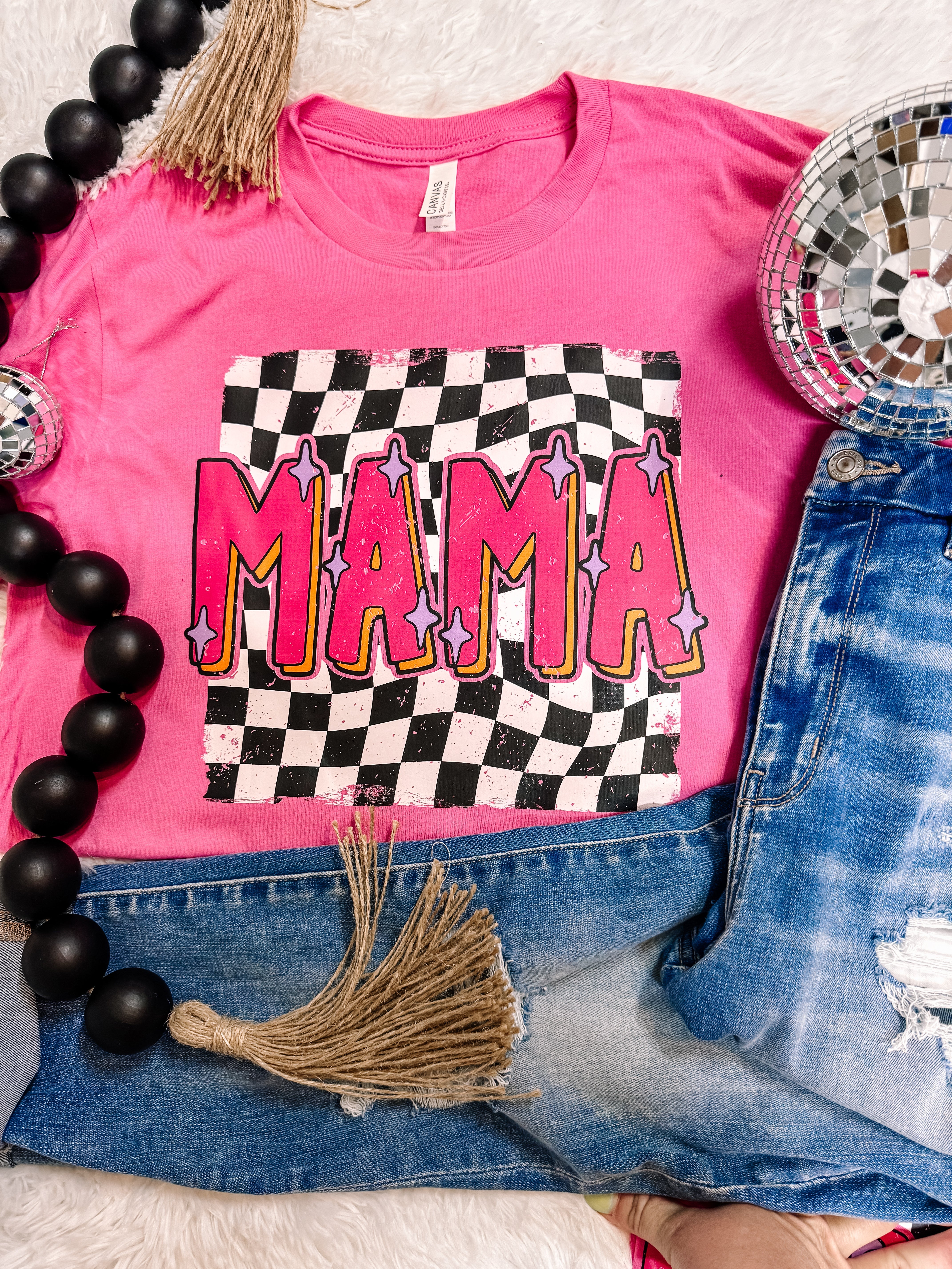 Retro Sparkle Mama Graphic Tee - Aaria Tees Aaria Tees
