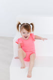 Neon Pink S/S Flutter Sleeve Leotard - Aaria Tees Aaria Tees