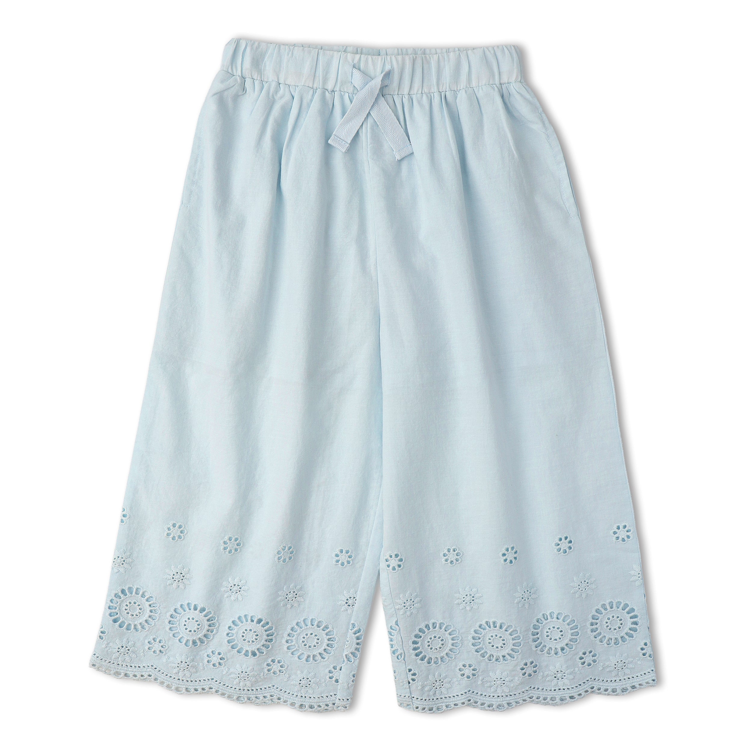 Organic Eyelet Top And Pant Set - Light Blue Eyelet - Aaria Tees Aaria Tees