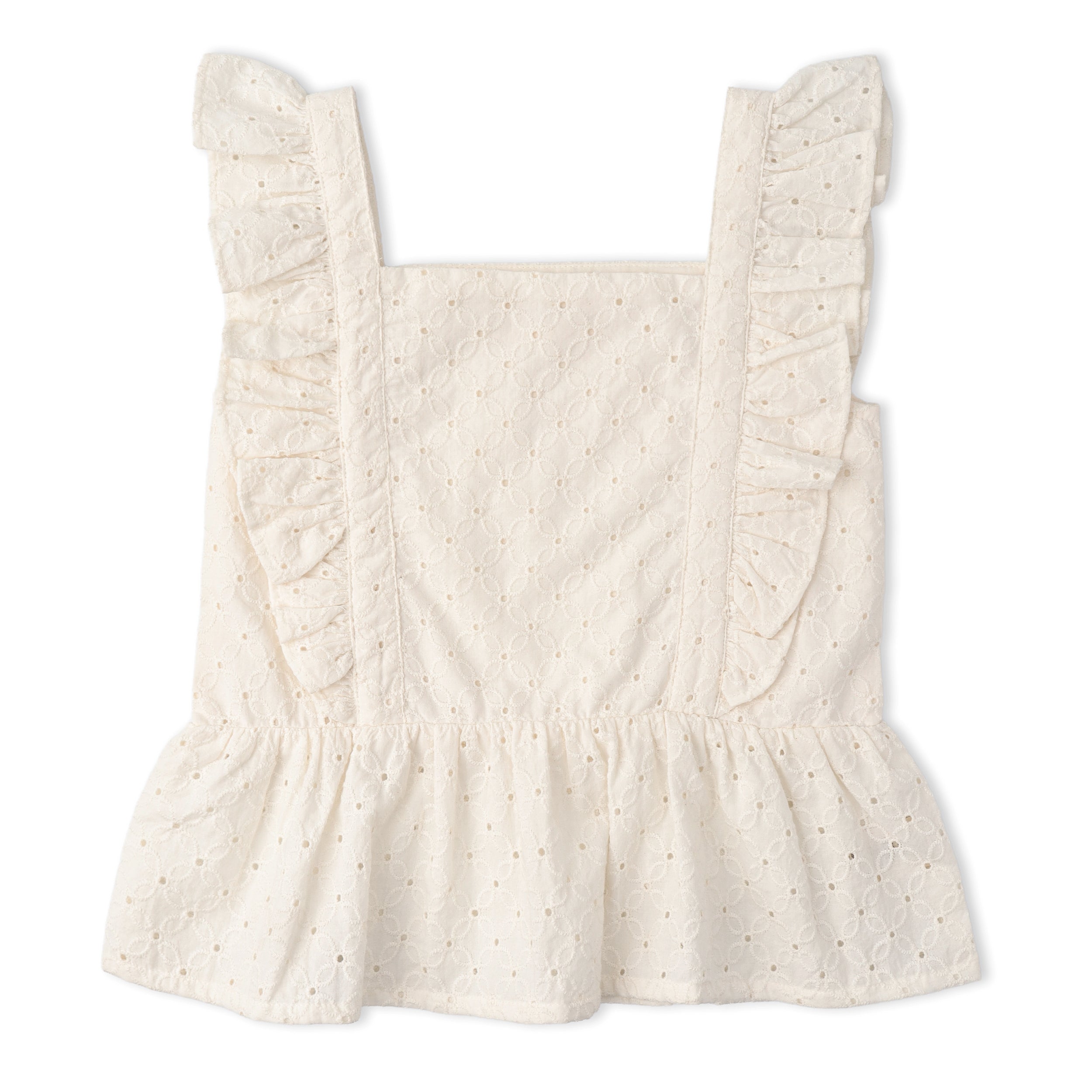 Organic Eyelet Flutter Top And Shorts Set - Ivory Eyelet - Aaria Tees Aaria Tees