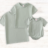 Sage blank basic t-shirt Adult Kids and baby bubble Aaria Tees