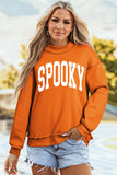Carrot SPOOKY/ BOO Double Side Print Halloween Reversible Mock Neck Sweatshirt Aaria Tees