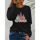Women’s Long Sleeve Merry Christmas T-Shirt – Cute Christmas Tree Graphic Tee Aaria Tees