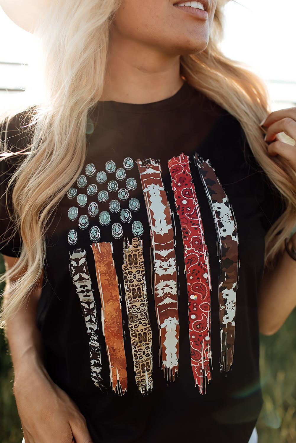 Black Western American Flag Graphic Tee - Aaria Tees Aaria Tees