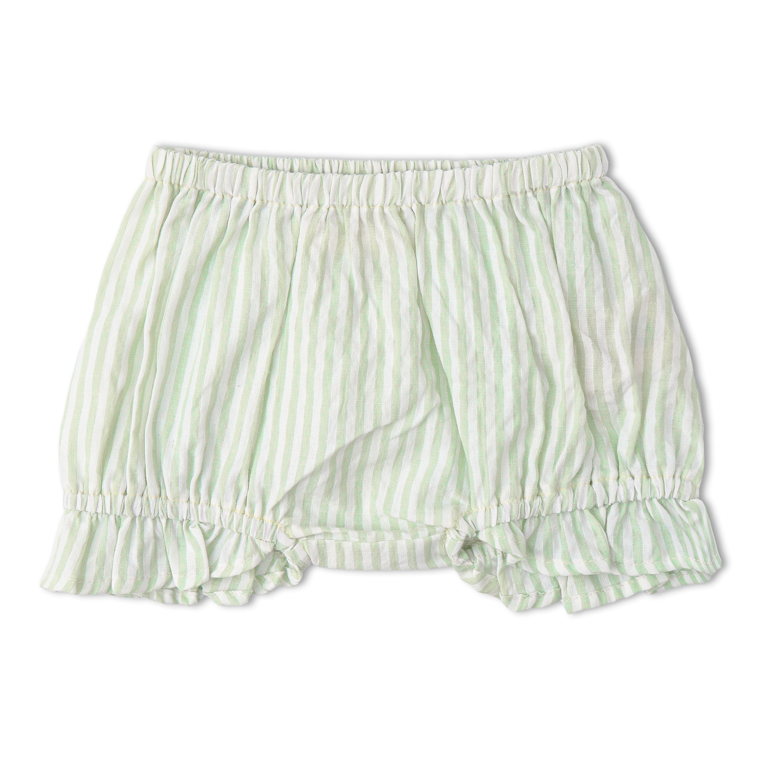 Organic Smocked Top And Bloomer Set - Basil Stripes - Aaria Tees Aaria Tees