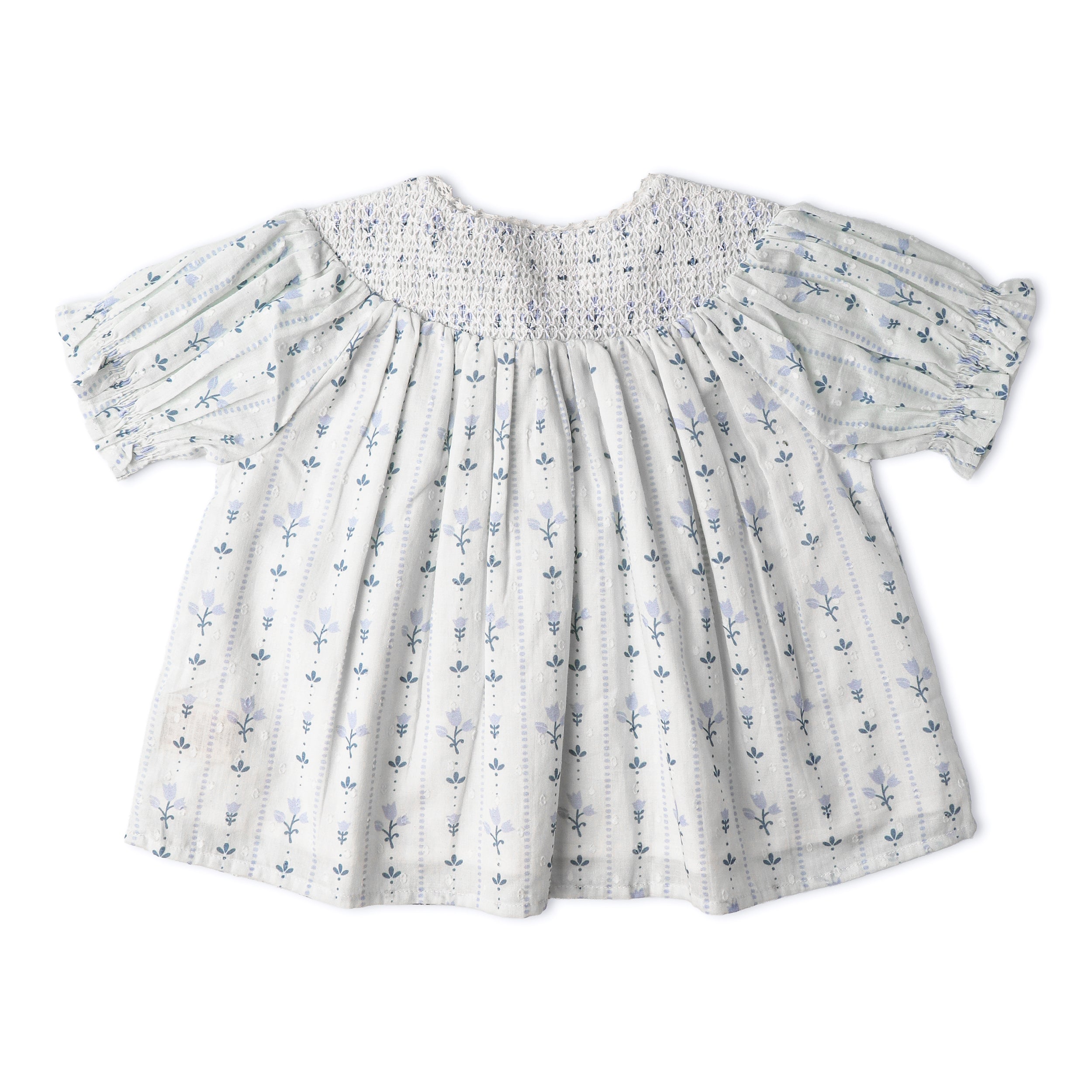 Organic Smocked Top & Shorts Set - Blue Vines - Aaria Tees Aaria Tees