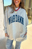 Light Grey WARDAMN/ TIGERS Double Side Printed High Neck Reversible Baggy Sweatshirt - Aaria Tees Aaria Tees