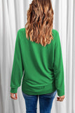 Green Lucky Clover Heart Graphic Raglan Sleeve Sweatshirt Aaria Tees