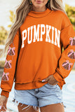 Carrot Sequined Pumpkin Applique Pumpkin Graphic Customized Sweatshirt Aaria Tees