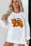 White Chenille Game Day Rugby Football Pattern Pullover Sweatshirt - Aaria Tees Aaria Tees