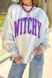 Light Grey Halloween Slogan Print Mock Neck Reversible Sweatshirt Aaria Tees