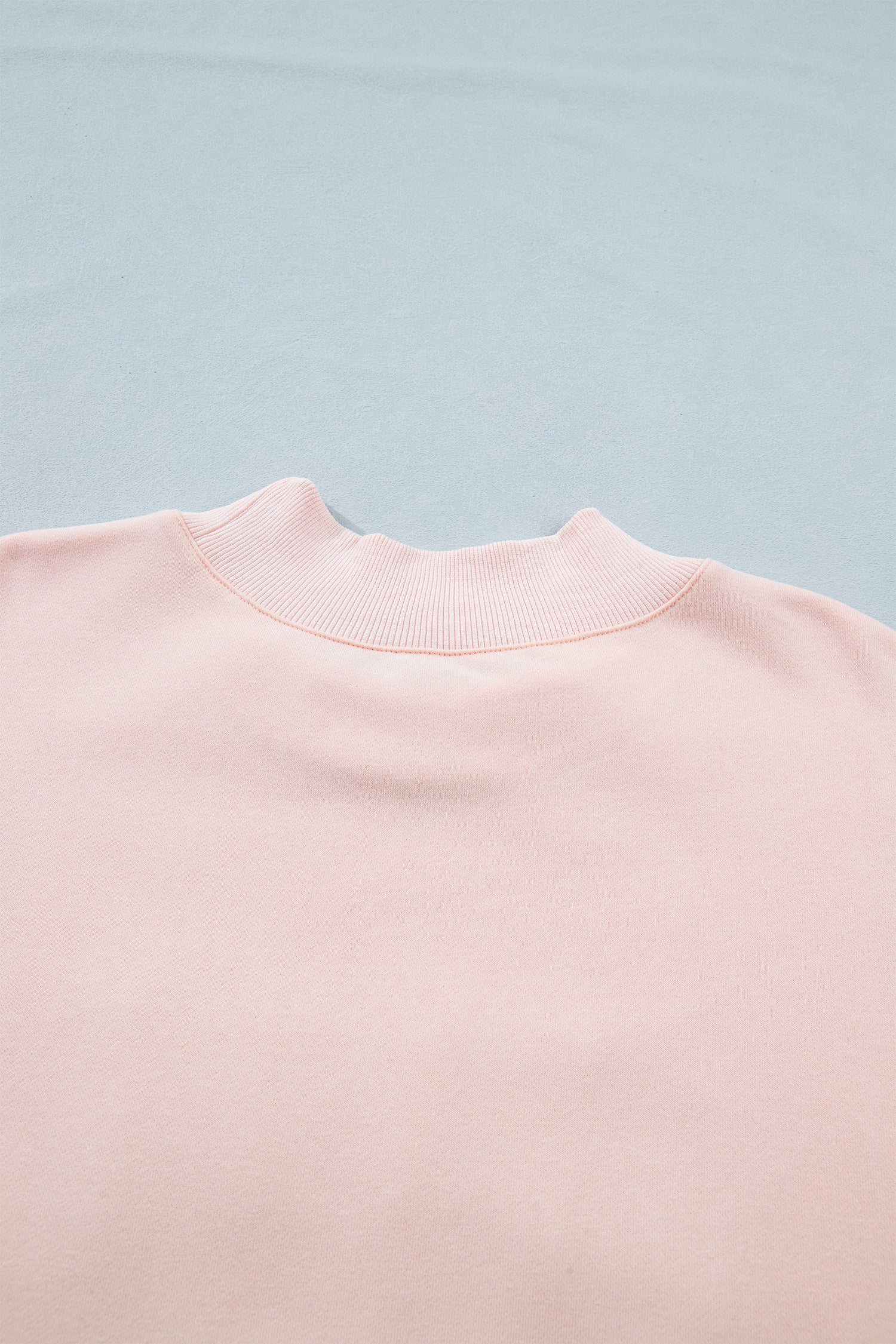 Light Pink BLESSED Embroidered Trim Patch Graphic Plus Size Mock Neck Sweatshirt - Aaria Tees Aaria Tees