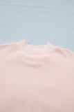 Light Pink BLESSED Embroidered Trim Patch Graphic Plus Size Mock Neck Sweatshirt - Aaria Tees Aaria Tees