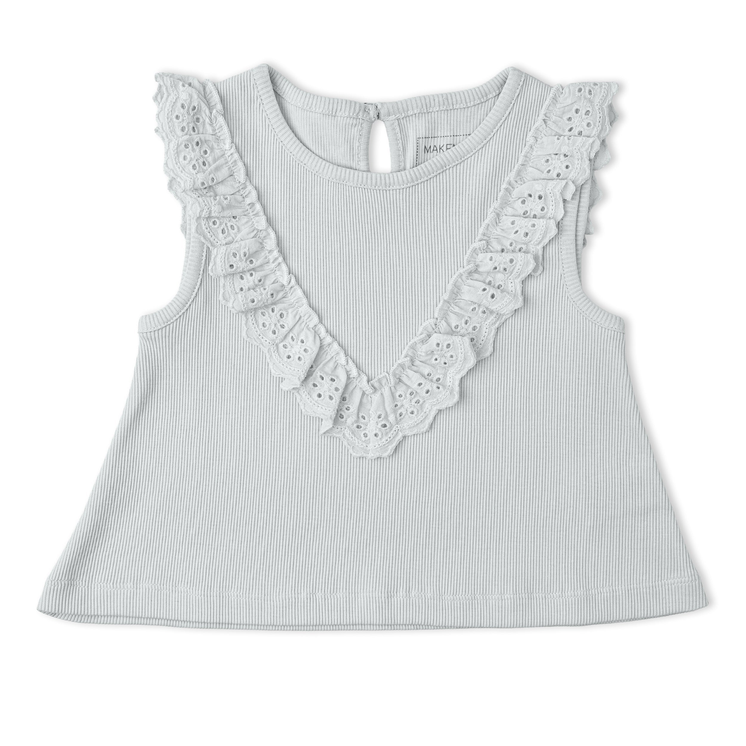 Organic Ruffle Top & Shorts Set - Fog - Aaria Tees Aaria Tees