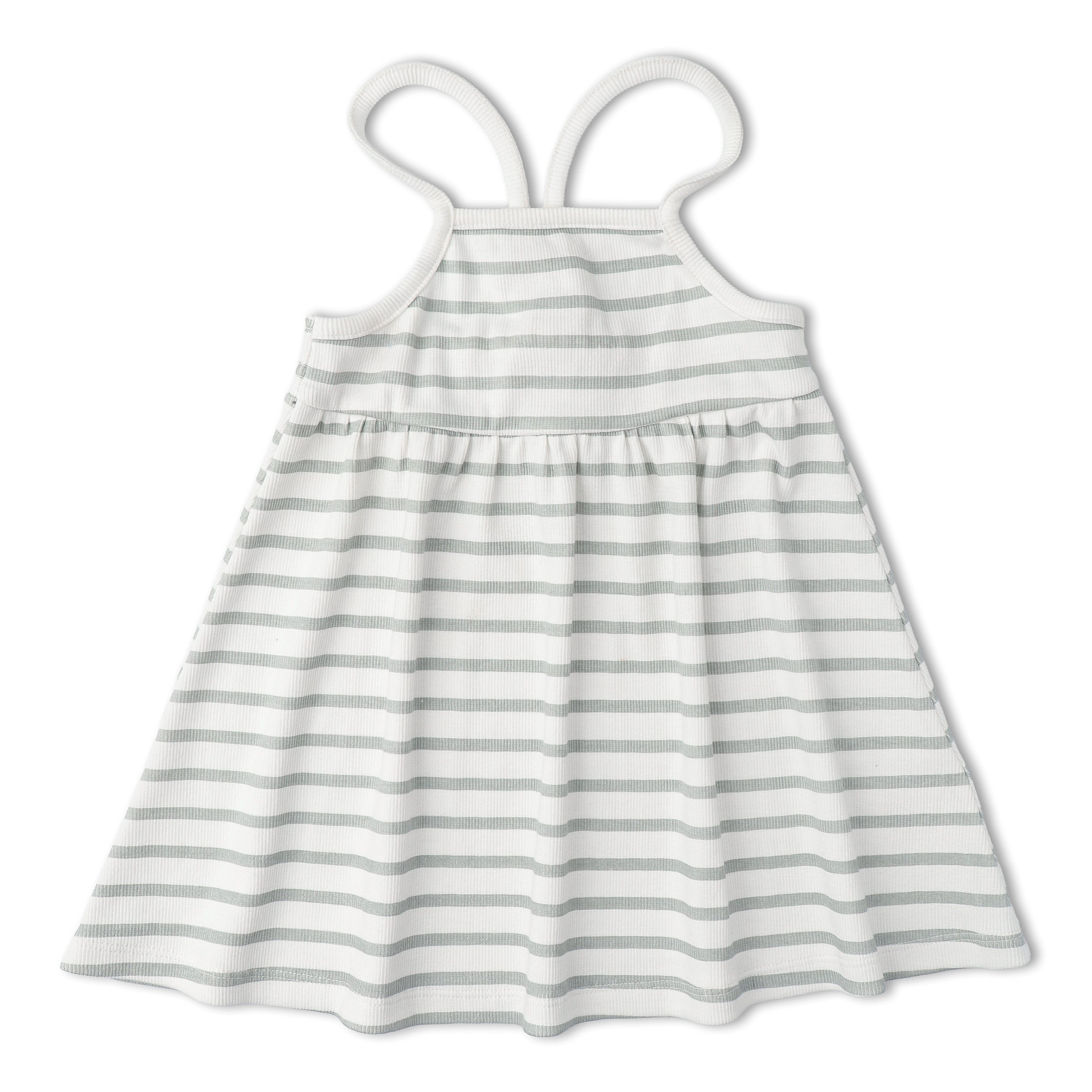 Organic Tie-Back Strap Dress - Fog Stripes - Aaria Tees Aaria Tees