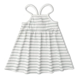Organic Tie-Back Strap Dress - Fog Stripes - Aaria Tees Aaria Tees