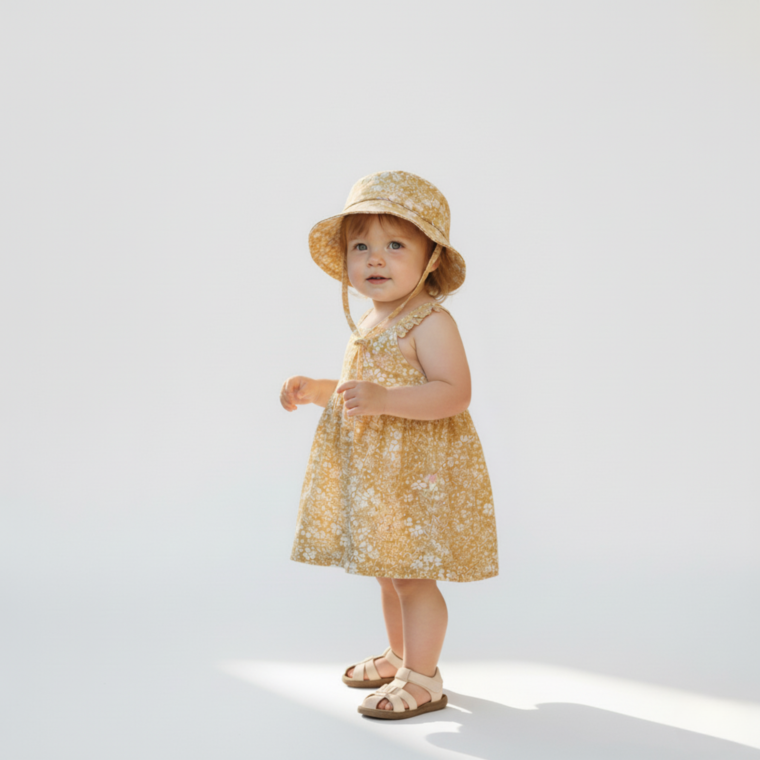 Organic Bucket Sun Hat - Yellow Blossom - Aaria Tees Aaria Tees