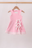 Pink Performance Bow Sash Scalloped Dress - Aaria Tees Aaria Tees