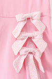 Pink Performance Bow Sash Scalloped Dress - Aaria Tees Aaria Tees