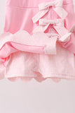 Pink Performance Bow Sash Scalloped Dress - Aaria Tees Aaria Tees