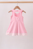 Pink Performance Bow Sash Scalloped Dress - Aaria Tees Aaria Tees