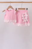 Pink scalloped active skorts set Aaria Tees