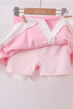 Pink scalloped active skorts set Aaria Tees