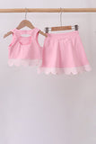 Pink scalloped active skorts set Aaria Tees
