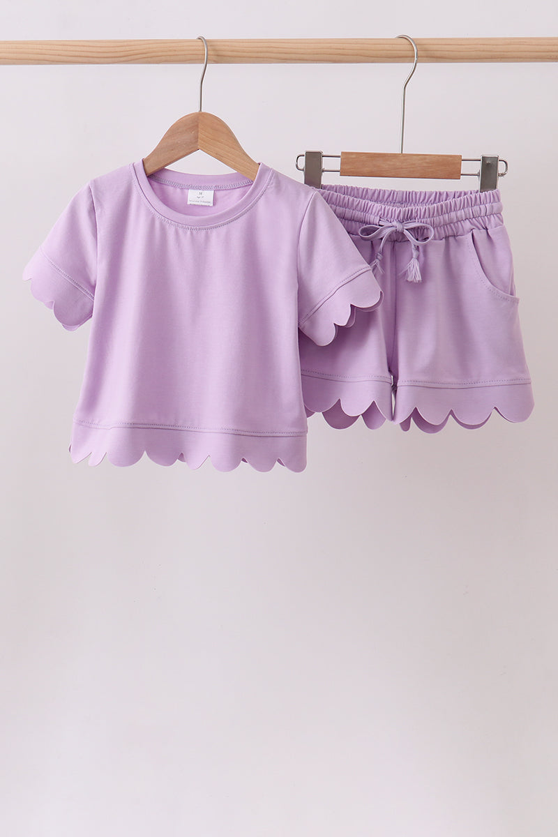 Lavender scalloped mom&me shorts set - Aaria Tees Aaria Tees