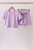 Lavender scalloped mom&me shorts set - Aaria Tees Aaria Tees